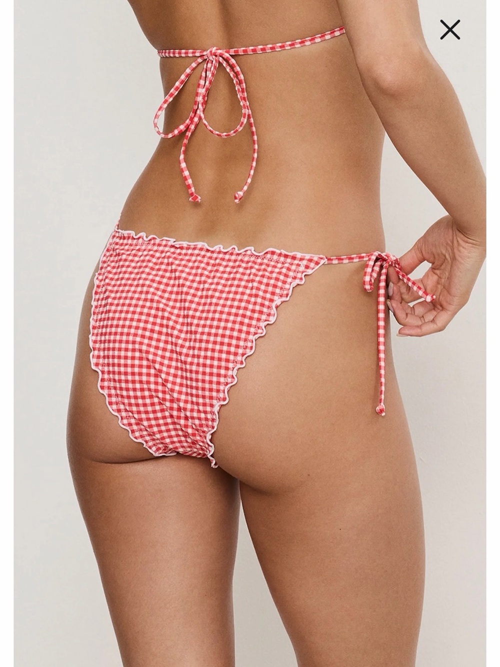 NWT SET - (READ DESCRIPTION) Good American red Gingham Triangle Tie-Side Bikini - Picture 3 of 8